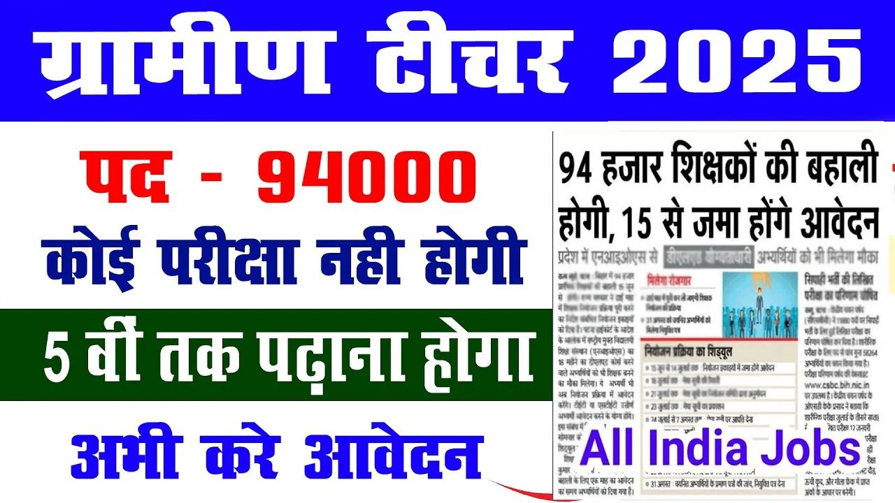 Gramin Teacher Bharti 2025
